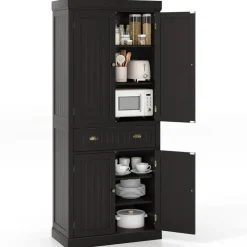Freestanding Tall Kitchen Cabinet with 3-Position Adjustable Shelves and Large Capacity Drawer