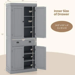 Freestanding Tall Kitchen Cabinet with 3-Position Adjustable Shelves and Large Capacity Drawer