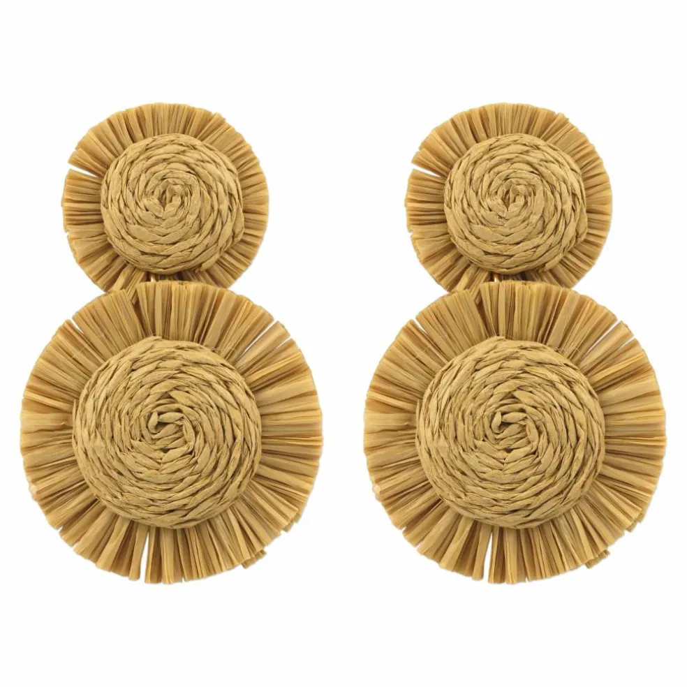Fringed Raffia Circle Earrings by Make Market®