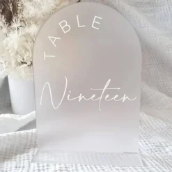 Frosted Arch Acrylic Wedding Table Numbers 1–10 with Stands – 5x7 Inch Minimalist Arched Table Number Set for Wedding Reception, Bridal Shower & Event Table Decor