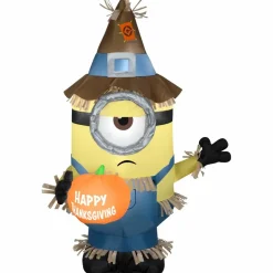 3.5ft. Airblown® Inflatable Minion Stuart Scarecrow with Thanksgiving Pumpkin