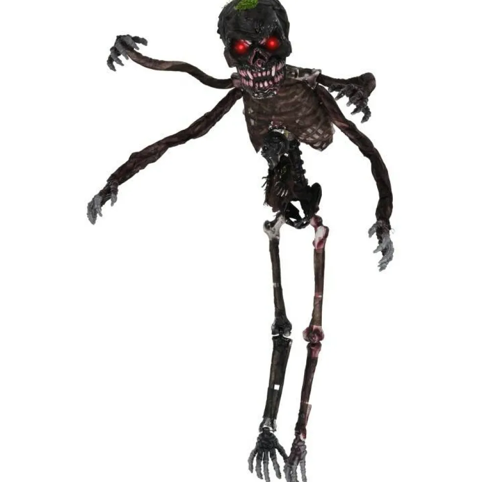 6 Ft Animated Halloween Skeleton Decoration with Sound and Flashing Red Eyes Poseable Arms