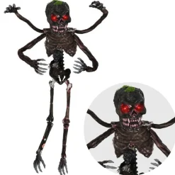 6 Ft Animated Halloween Skeleton Decoration with Sound and Flashing Red Eyes Poseable Arms