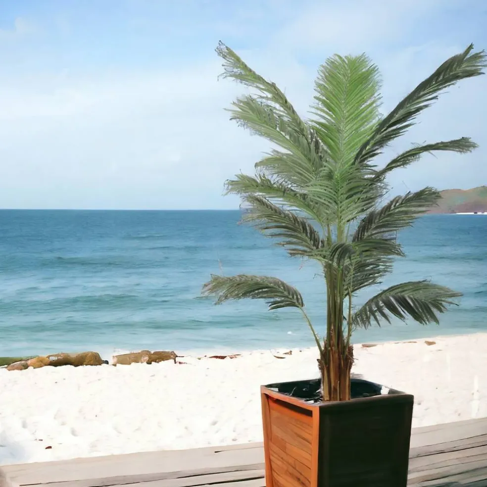 6ft Areca Palm Tree in Black Pot with 567 Realistic Leaves, Floral Home by Artificial Flowers