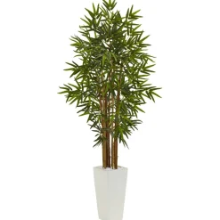 5ft. Artificial Bamboo Tree in White Tower Planter