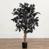 3ft. Artificial Halloween Black Ficus Tree with Natural Trunk