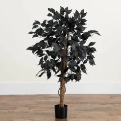 3ft. Artificial Halloween Black Ficus Tree with Natural Trunk