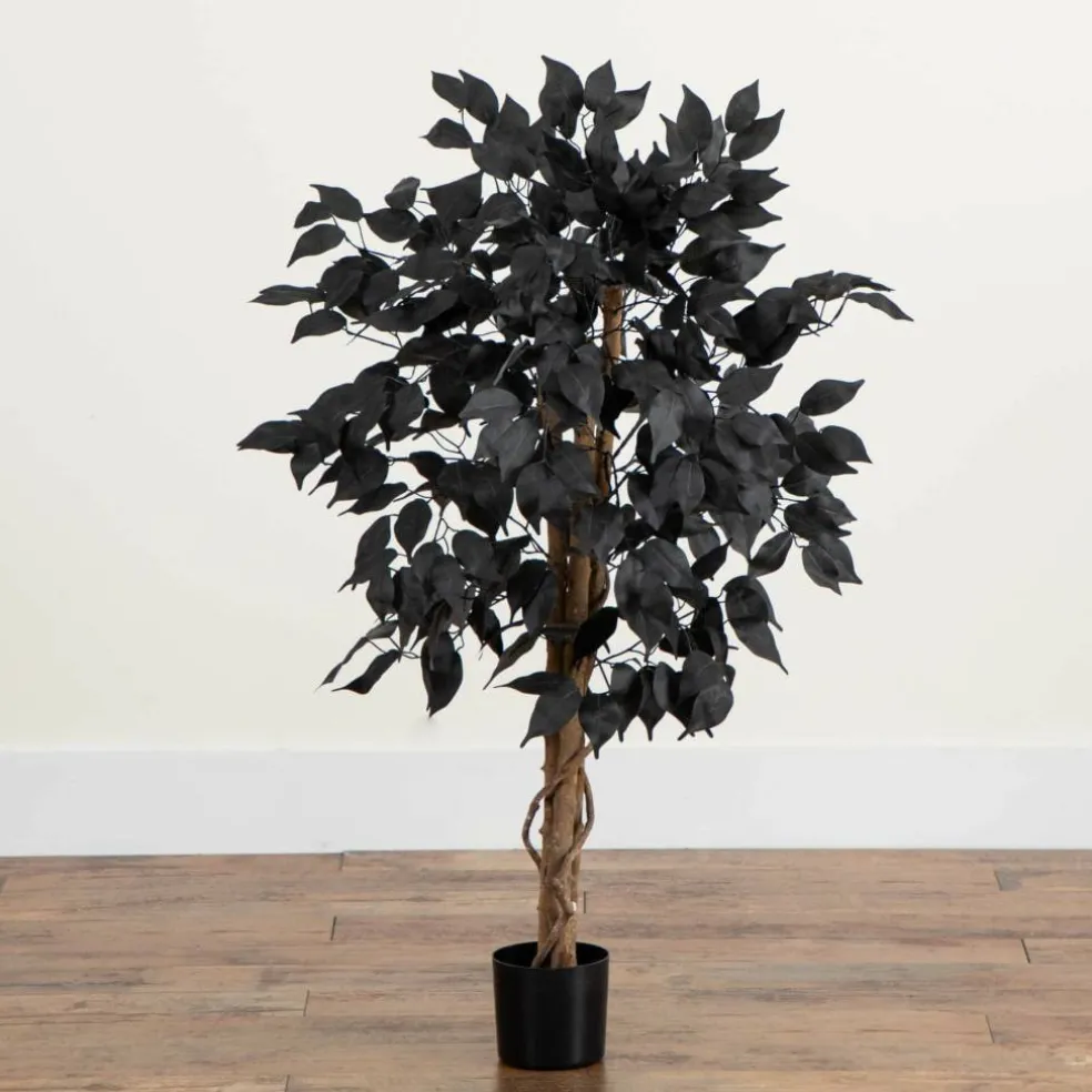 3ft. Artificial Halloween Black Ficus Tree with Natural Trunk
