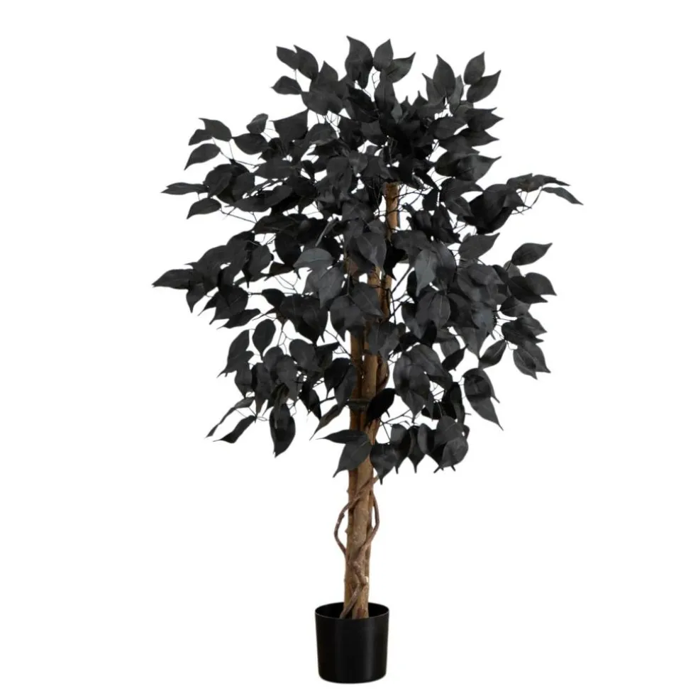 3ft. Artificial Halloween Black Ficus Tree with Natural Trunk