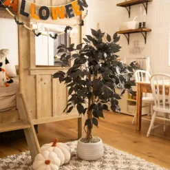 3ft. Artificial Halloween Black Ficus Tree with Natural Trunk