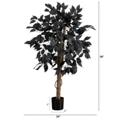 3ft. Artificial Halloween Black Ficus Tree with Natural Trunk