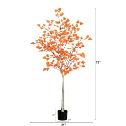 6ft. Autumn Paper Birch Artificial Fall Tree