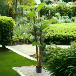 6ft Banana Tree in Black Pot with 27 Silk Leaves, Floral Home by Artificial Flowers