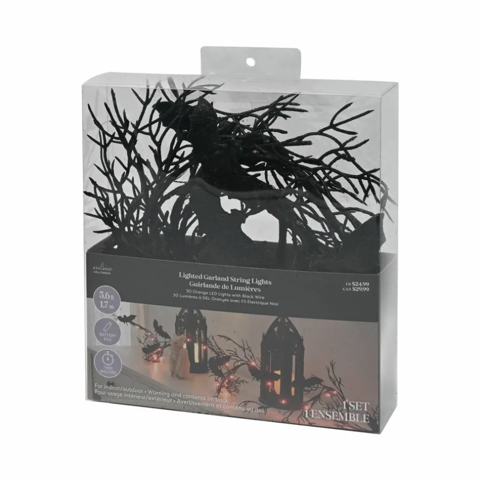 5.6ft. Black Branch & Bats LED Garland String Lights by Ashland®