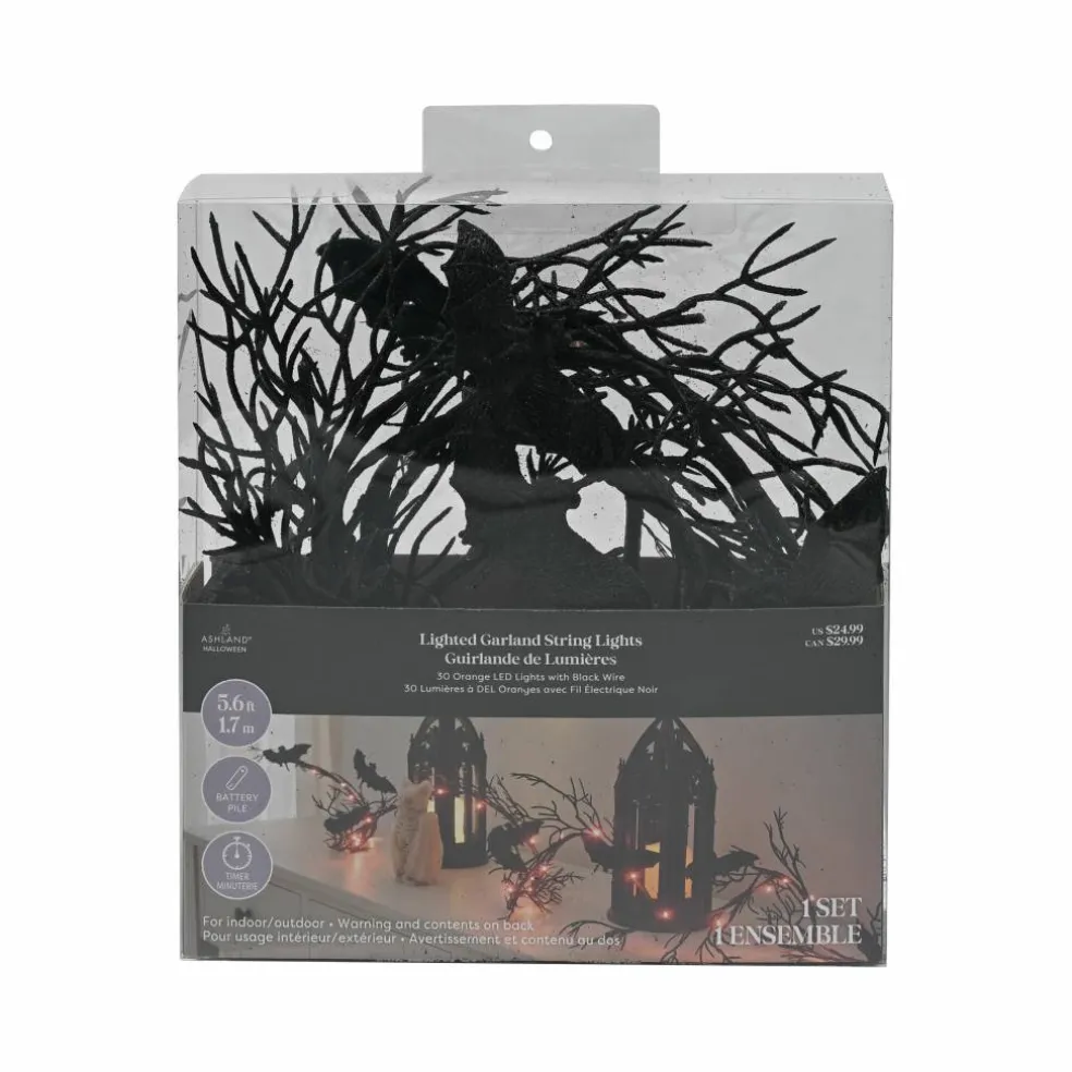 5.6ft. Black Branch & Bats LED Garland String Lights by Ashland®