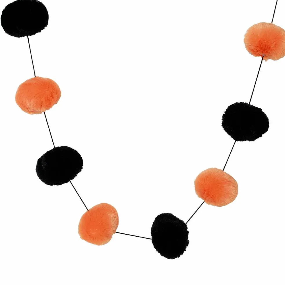 6ft. Black & Orange Pom Pom Garland by Ashland®