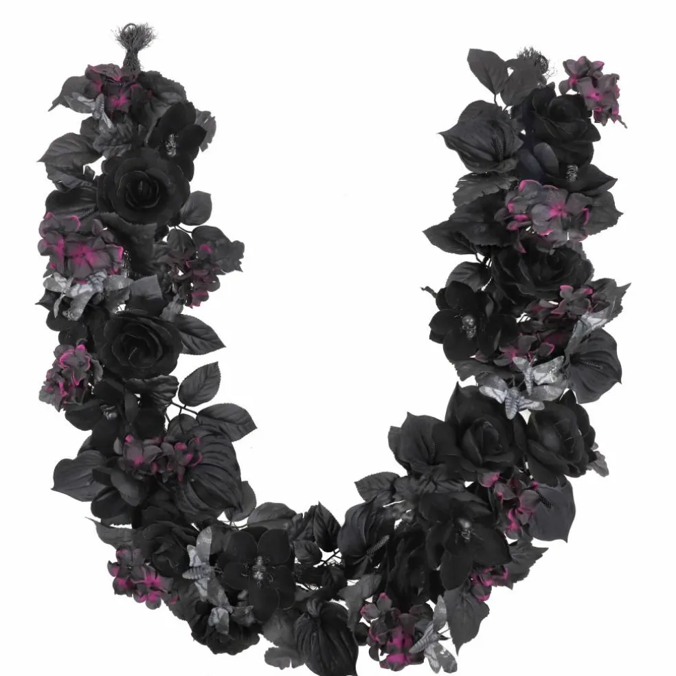 6ft. Black Rose, Skull Flower & Moth Garland by Ashland®