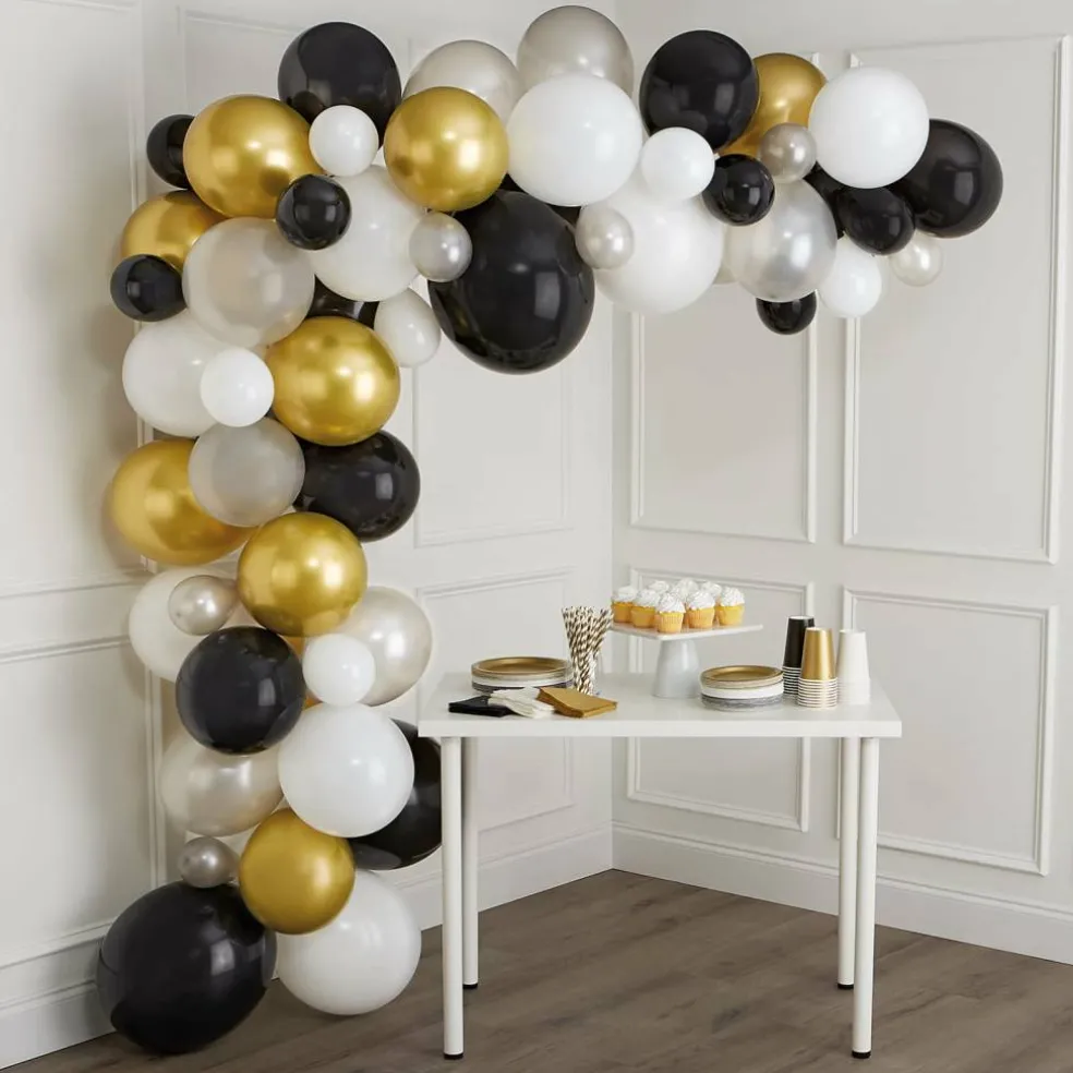 10ft. Black, White, Gray & Gold Balloon Garland by Celebrate It™