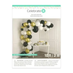 10ft. Black, White, Gray & Gold Balloon Garland by Celebrate It™