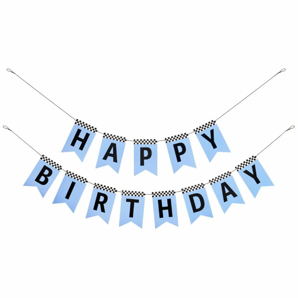 5ft. Blue Happy Birthday Racing Banner Set by Celebrate It™