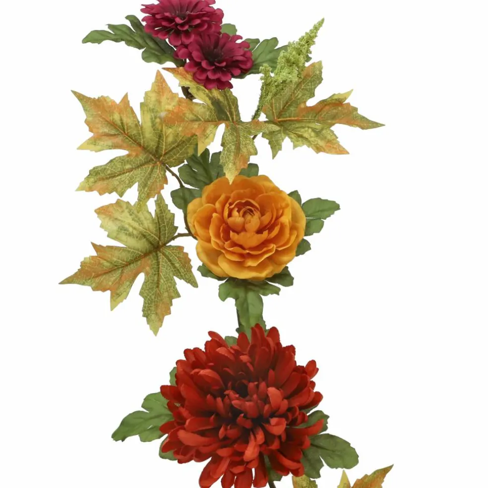 6ft. Cream & Dark Orange Pumpkin & Mum Mix Garland by Ashland®