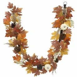 6ft. Cream & Orange Pumpkin & Maple Leaf Garland by Ashland®