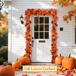 9ft Fall Garland with Lights and Timer for Mantle