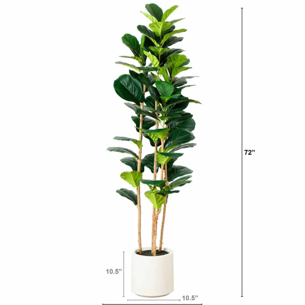 6ft. Fiddle Leaf Tree in Decorative White Planter