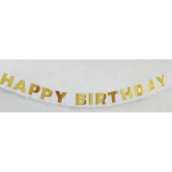 6.5ft. Gold & White Happy Birthday Fringe Banner by Celebrate It™