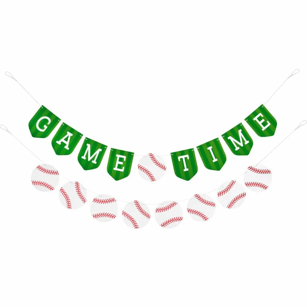 5ft. Green & White Game Time Baseball Banner Set by Celebrate It™