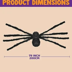 6.4ft Halloween Hairy Spider Outdoor Decorations,Light-up LED Eyes Scary Giant Spider Fake Large Spider Hairy Spider Props for Halloween Yard Decorations Party Outdoor and Outdoor Decor, Black