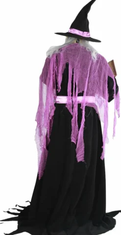 6 Ft Halloween Standing Animatronic Witch, Animated Witch Halloween Prop with Easy Tool-Free Assembly, Spooky Indoor Outdoor Decoration for Haunted House, Yard, Party & Trick-or-Treat Decor