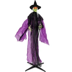 7.2 ft Halloween Standing Witch with Lighted Eyes and Automatic Arm Movement
