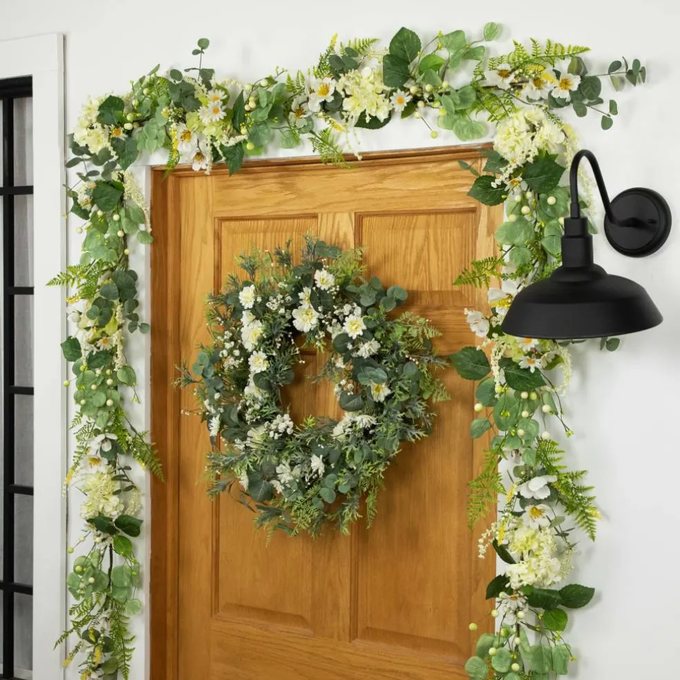 5ft. Hydrangea & Eucalyptus Artificial Floral Spring Garland