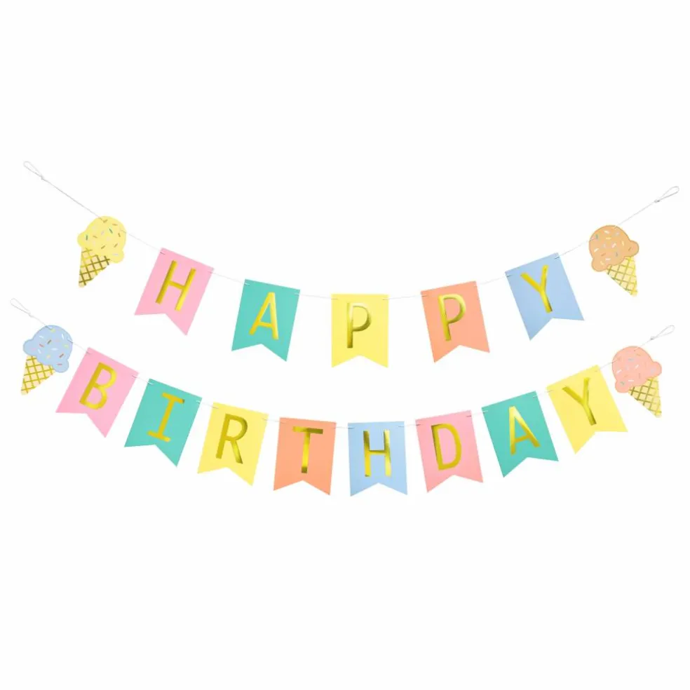 5ft. Ice Cream Happy Birthday Banner Set by Celebrate It™