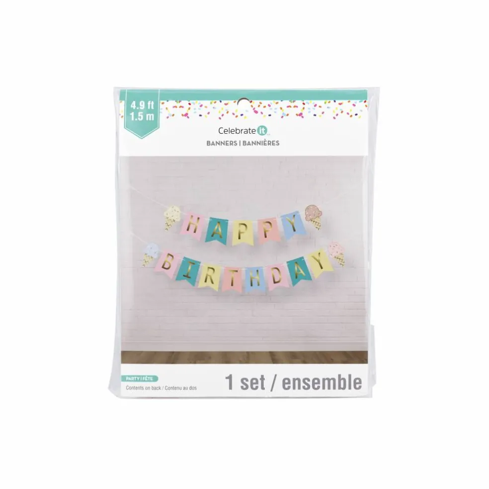 5ft. Ice Cream Happy Birthday Banner Set by Celebrate It™