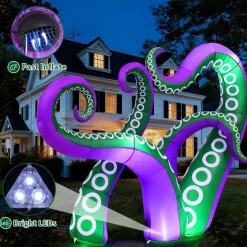 7.2 FT Inflatable Octopus Outdoor Christmas Decoration with Built-in LED Lights, Blow Up Yard Inflatables for Lawn Garden Party Holiday Decor, Waterproof Giant Holiday Display with Blower, Stakes and Ropes