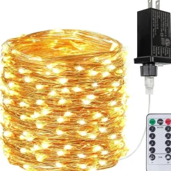 66Ft 200LED Fairy Lights Plug in with Remote, Waterproof String Lights Outdoor & Indoor 8 Modes with Timer, LED Twinkle Lights for Girl's Room Garden Patio Halloween Christmas Decorations (Warm White)