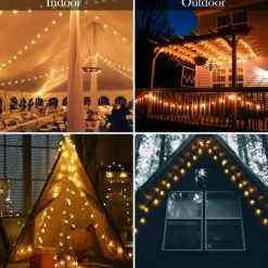 33 FT 80 LED Globe String Lights Battery Operated With Remote - Waterproof Indoor Outdoor Hanging Fairy Lights for Home, Party, Patio, Garden, Wedding, Christmas