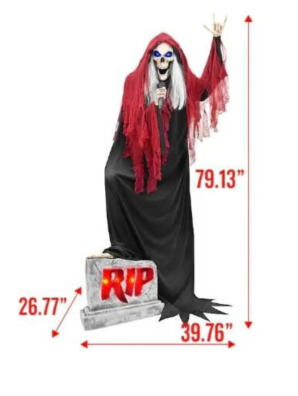 7 FT Lighted LED Singer Reaper Activated Halloween Animatronic