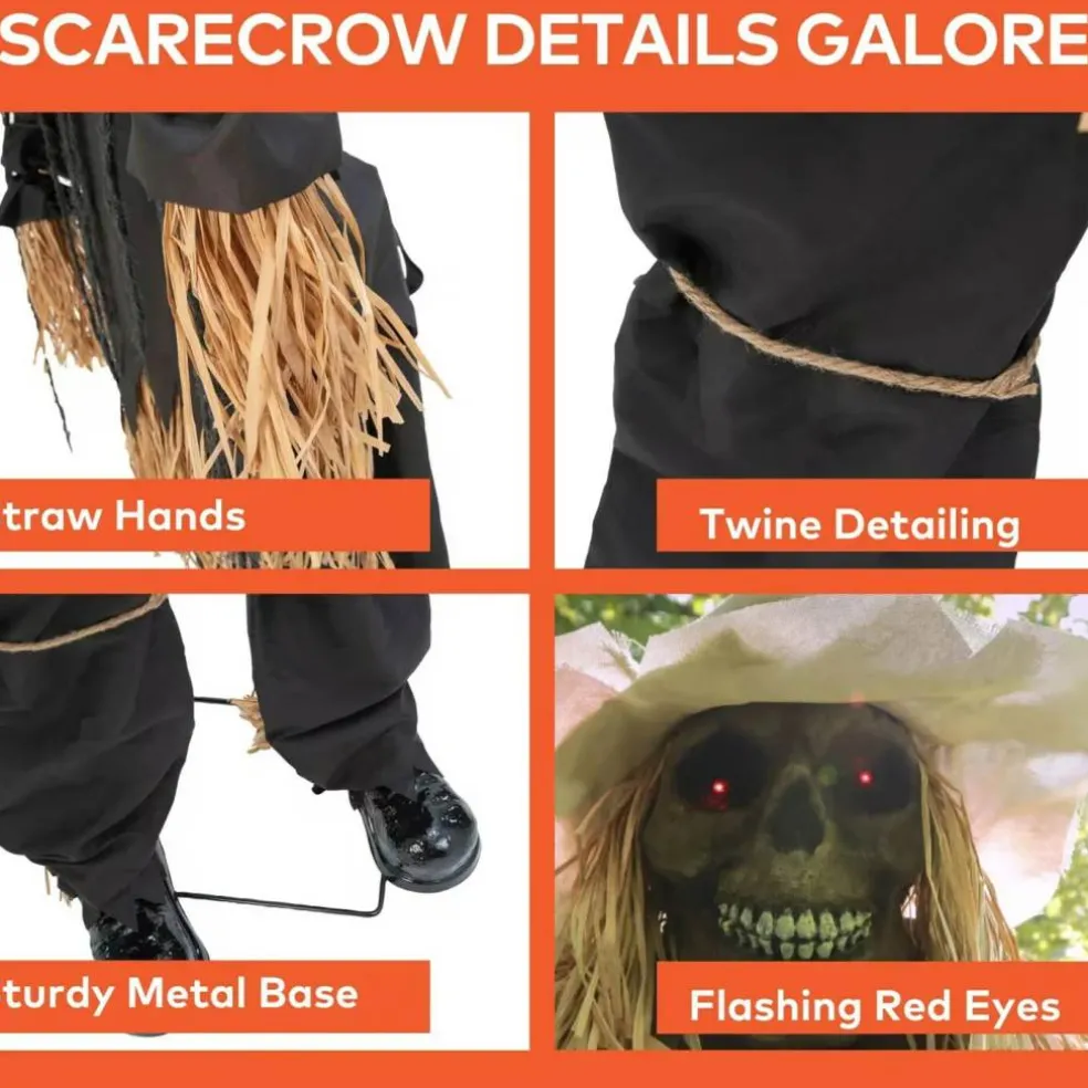 7 Ft. 6" Light-Up Lifting Skeleton Scarecrow