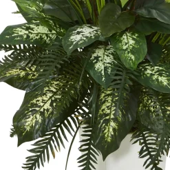 4ft. Mixed River Fern & Dogtail In White Tower Planter