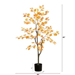 4ft. Orange Autumn Birch Leaf Artificial Potted Tree