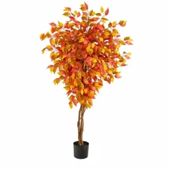 5ft. Orange Autumn Ficus Artificial Fall Tree