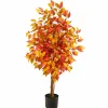 4ft. Orange Autumn Ficus Artificial Fall Tree