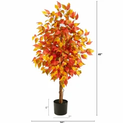4ft. Orange Autumn Ficus Artificial Fall Tree