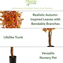 6ft. Orange Autumn Ficus Artificial Fall Tree