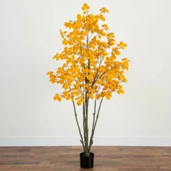 6ft. Orange Autumn Oyama Magnolia Artificial Potted Tree
