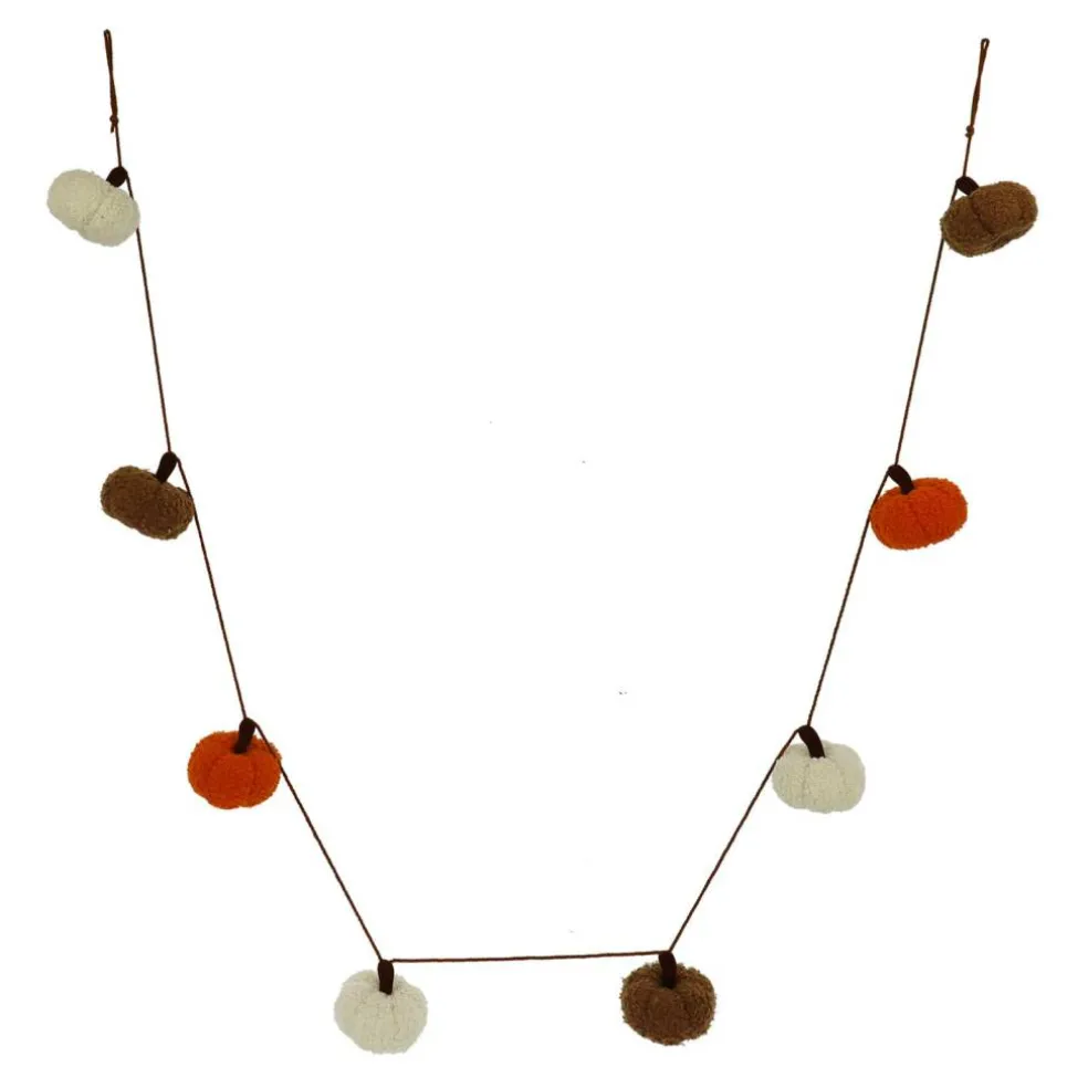 6ft. Orange, Cream & Brown Fabric Pumpkin Garland by Ashland®