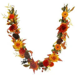 6ft. Orange Dahlia & Pinecone Garland by Ashland®
